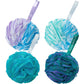 AmazerBath Loofah Sponge 60g/Piece, Exfoliating Bath Sponge Body Scrubber - Loofa Set of 4 Flower Color (Green-Purple)