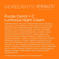Andalou Naturals Purple Carrot + Vitamin C Luminous Skin Night Cream - Hydrating Face Moisturizer - With Fruit Stem Cell Complex for Radiant Skin - 1.7 fl oz