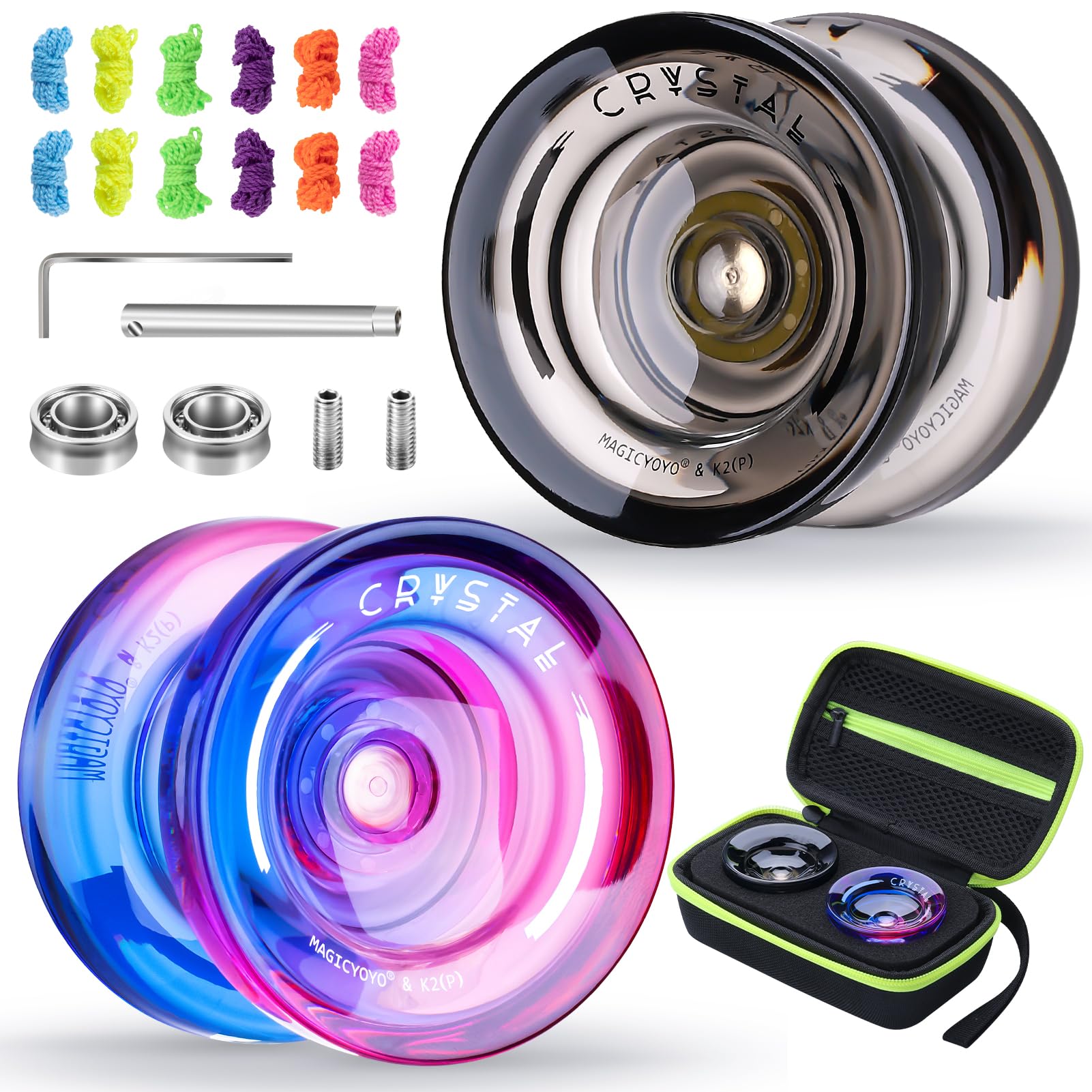 Buy now MAGICYOYO K2 Plus Crystal Orange Yoyo, Professional Fingerspin Trick Yo Yo for Kids/Adults, Responsive Yo-yo for Beginner, Replacement Unresponsive Bearing with 6 Yo yo Strings+Bearing Remover at indiglob india