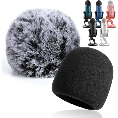 YOUSHARES 2PCS Blue Yeti Pop Filter for Blue Yeti Microphone, Yeti Foam Windscreen with Dead Cat Blue Yeti Mic Cover for Yeti Mic and Blue Yeti Pro USB Microphone