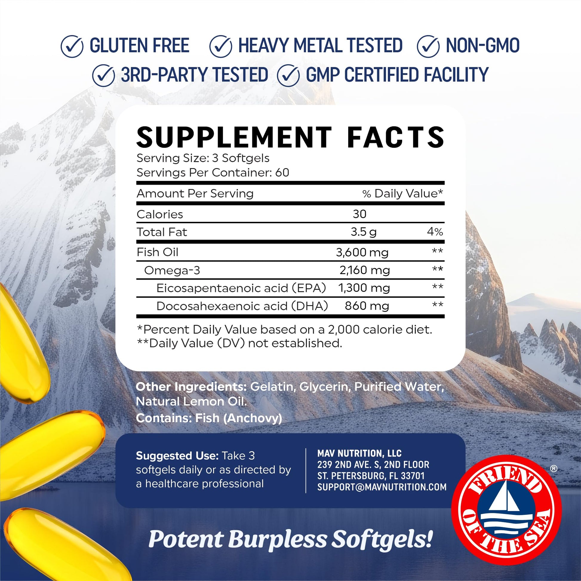 Buy now Triple Strength Omega 3 Fish Oil 3600 mg | EPA & DHA | Over 2100mg Omega-3 Fatty Acids | 1300mg EPA + 860mg DHA | Best Essential Fatty Acids | Premium Wild Caught & Burpless Fish Oil | 180 Ct at indiglob india