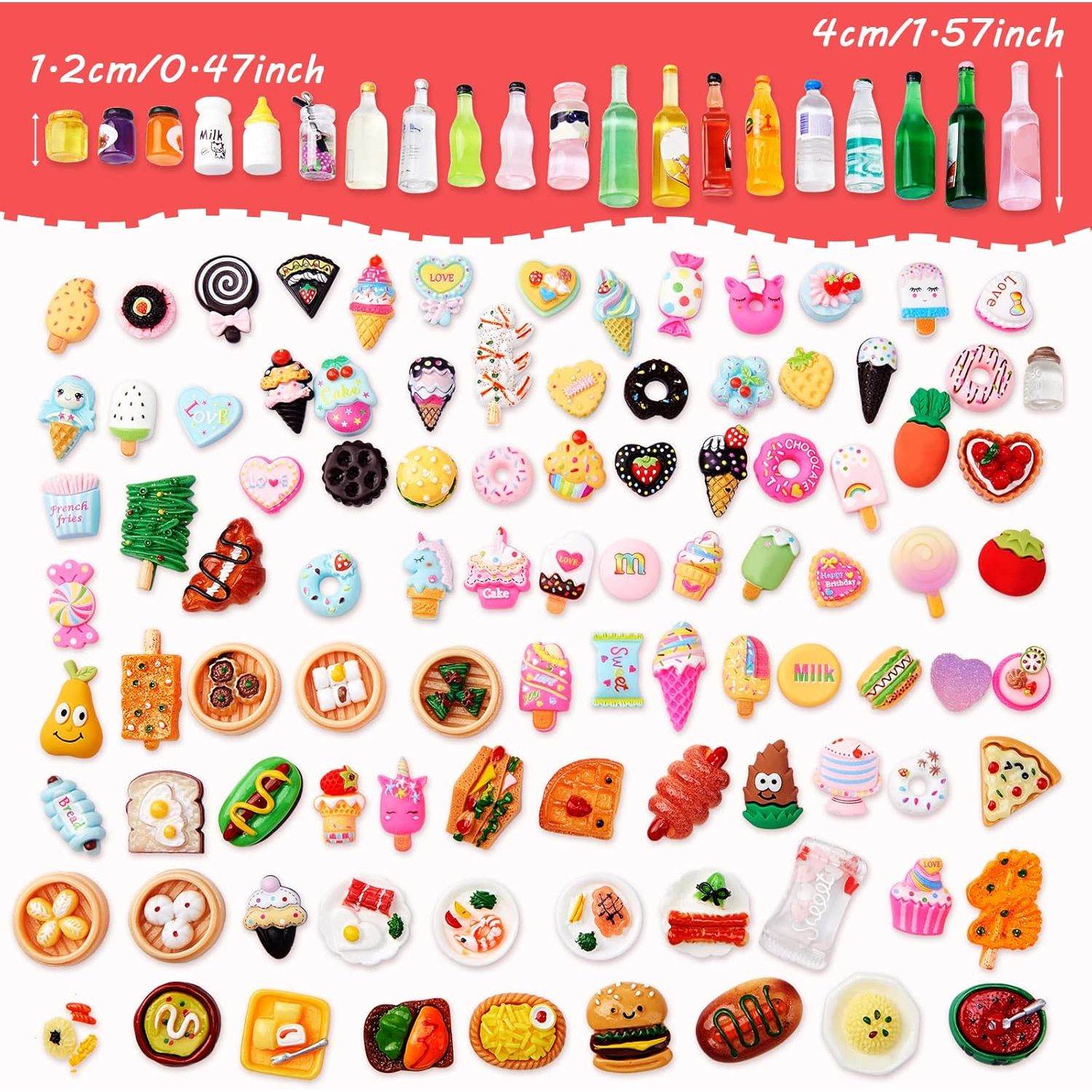 150 Pieces Miniature Food Dollhouse Miniature Food Drink Bottle Toy Assorted Pretend Foods Dollhouse Accessories Mixed Resin Kitchen Food Toy Hamburger Cake Ice Cream Pizza Bread for Adults Teenagers - My Store