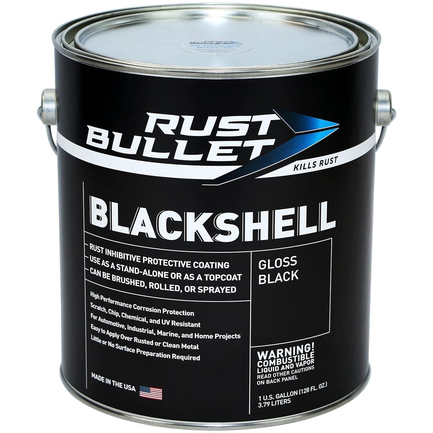 Buy now RUST BULLET BlackShell - Gloss Black - 4 Oz - Corrosion Preventive Coating, UV Resistant Rust Proofing Paint, Long-Lasting Metal Protection 128 Fl Oz (Pack of 1) at indiglob india