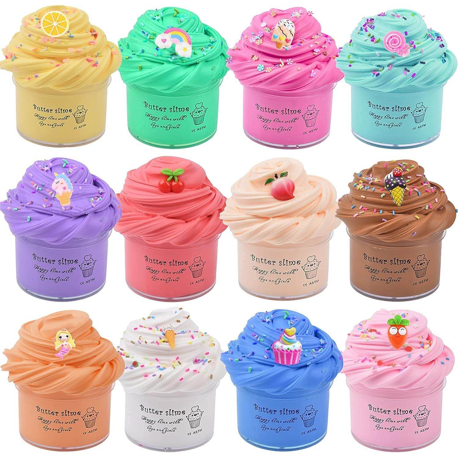 12 Pack Scented Mini Butter Slime Kit, with Unicorn, Rainbow, Animal Candy and Fruit Slime Charms Supplies, Super Soft & Non-Sticky, Ideal Gift for Kids, Stress Relief Putty Toy for Girl and Boys - My Store