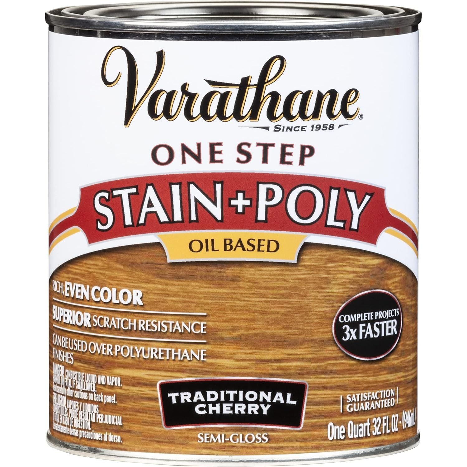 Buy now Varathane 225250H Oil-Based One Step Stain + Poly, Quart, Dark Walnut Quart (Pack of 1) Traditional Cherry at indiglob india