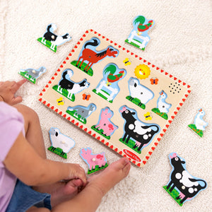 Buy now Melissa & Doug Wooden Light-Activated Sound Puzzle 2-Pack for Toddler and Preschool Boys and Girls ƒ?? Farm Animals, Vehicles at indiglob india
