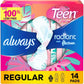 Always Radiant Teen Pads, Size 1, Regular, with Wings, Unscented, 14 Count