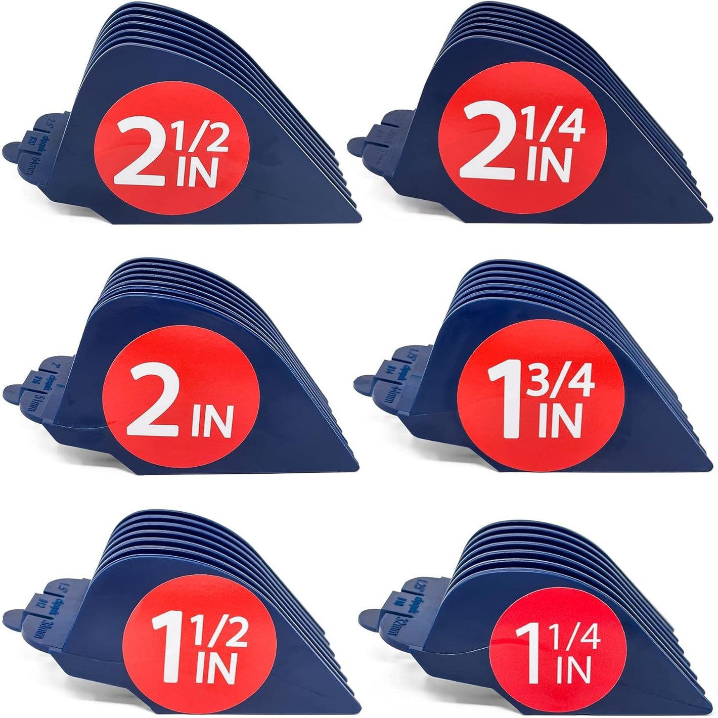 Premium XL Clipper Guards for Most Wahl Clippers, Extra Long and Sturdy #20 18 16 14 12 10 (2.5 inch, 2.25", 2", 1.75", 1.5", 1.25") Large Clipper Guide Comb Set