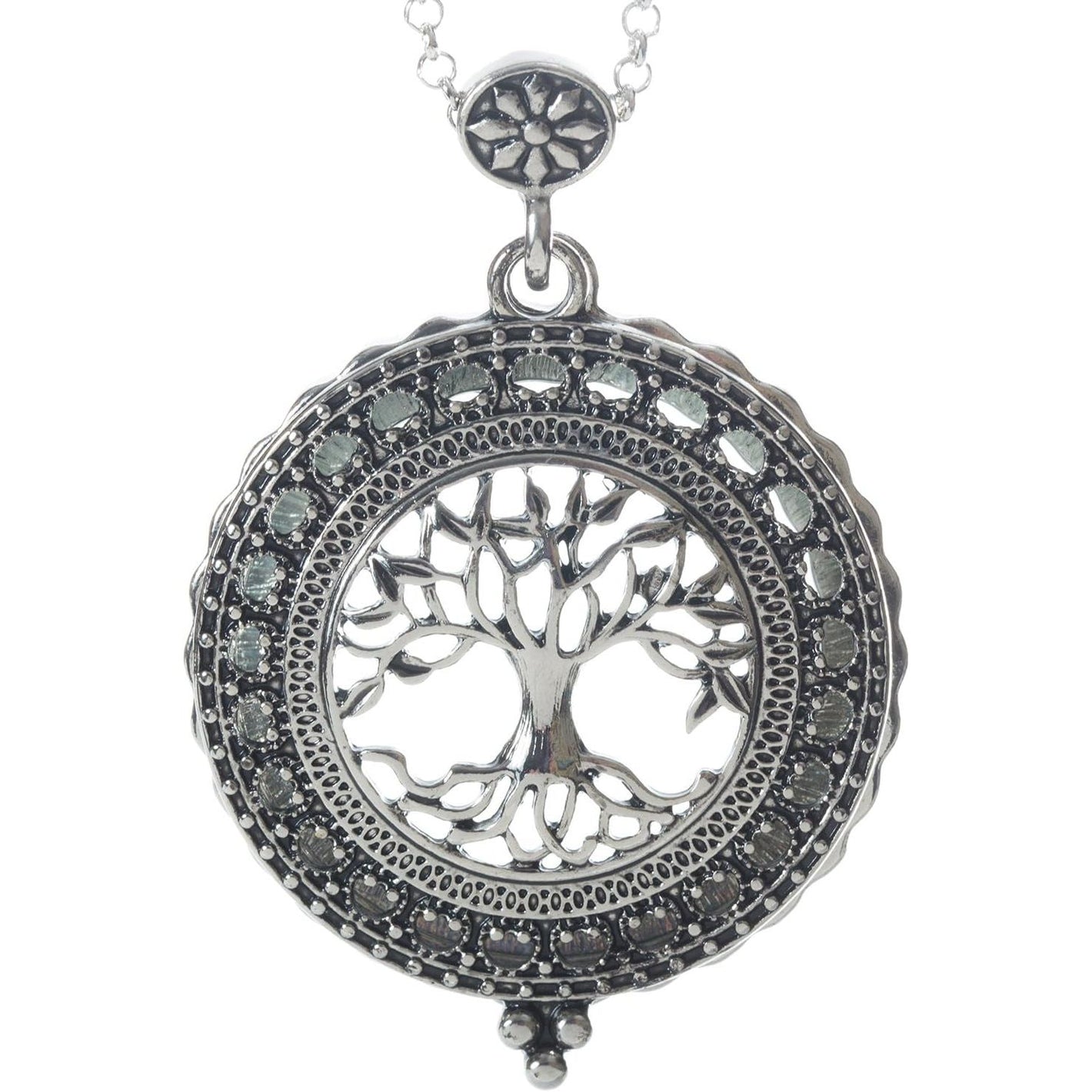 Buy now Artisan Owl Tree of Life 4x Magnifier Magnifying Glass Sliding Top Pendant Necklace, 30" at indiglob india