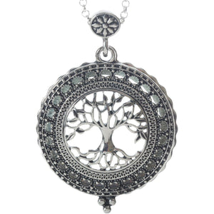 Artisan Owl Tree of Life 4x Magnifier Magnifying Glass Sliding Top Pendant Necklace, 30"