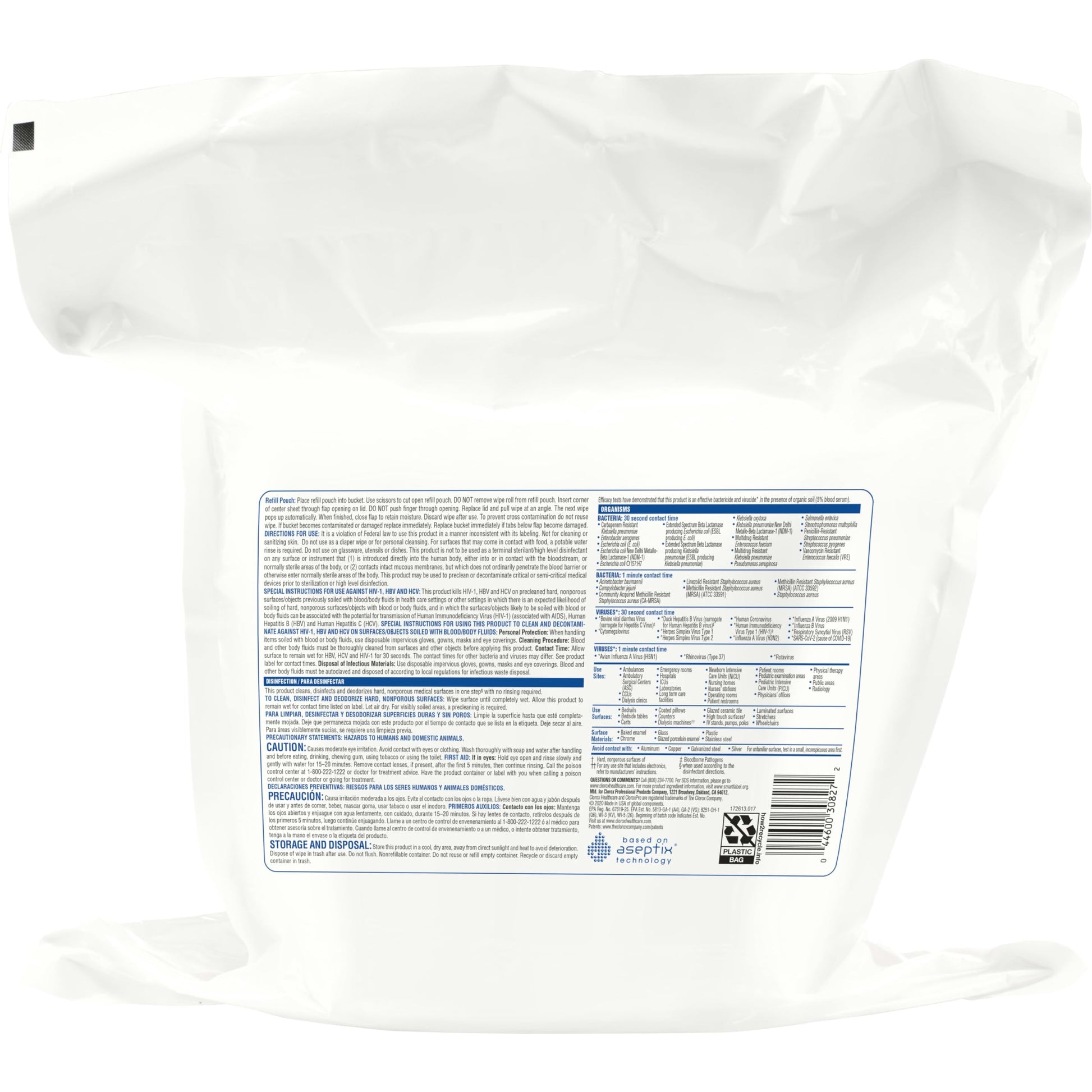 Buy now Clorox Healthcare Hydrogen Peroxide Cleaner Disinfectant Wipes, 12" x 11", Refill for Bucket, 185 Count (Package May Vary) at indiglob india