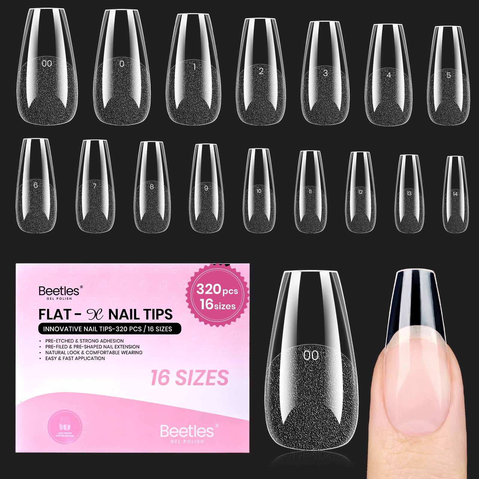 Buy now beetles Gel Polish 2Pcs 15ml Nail Glue Kit for Acrylic Nails, 5 in 1 Super Strong Brush in Nail Gel Glue for False Nails Tips and Gel Nail Polish Led Lamp Required 0-3-Medium Coffin 320pcs (Flat-X Nail Tips) at indiglob india