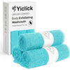 Yiclick Exfoliating Washcloth Towel [3 Pack], Japanese Exfoliating Wash Cloth, Korean Body Scrubber Exfoliator, Back Scrubber Washer for Shower Bath, Body Scrub African Net Sponge Loofah Luffa Colors - Blue