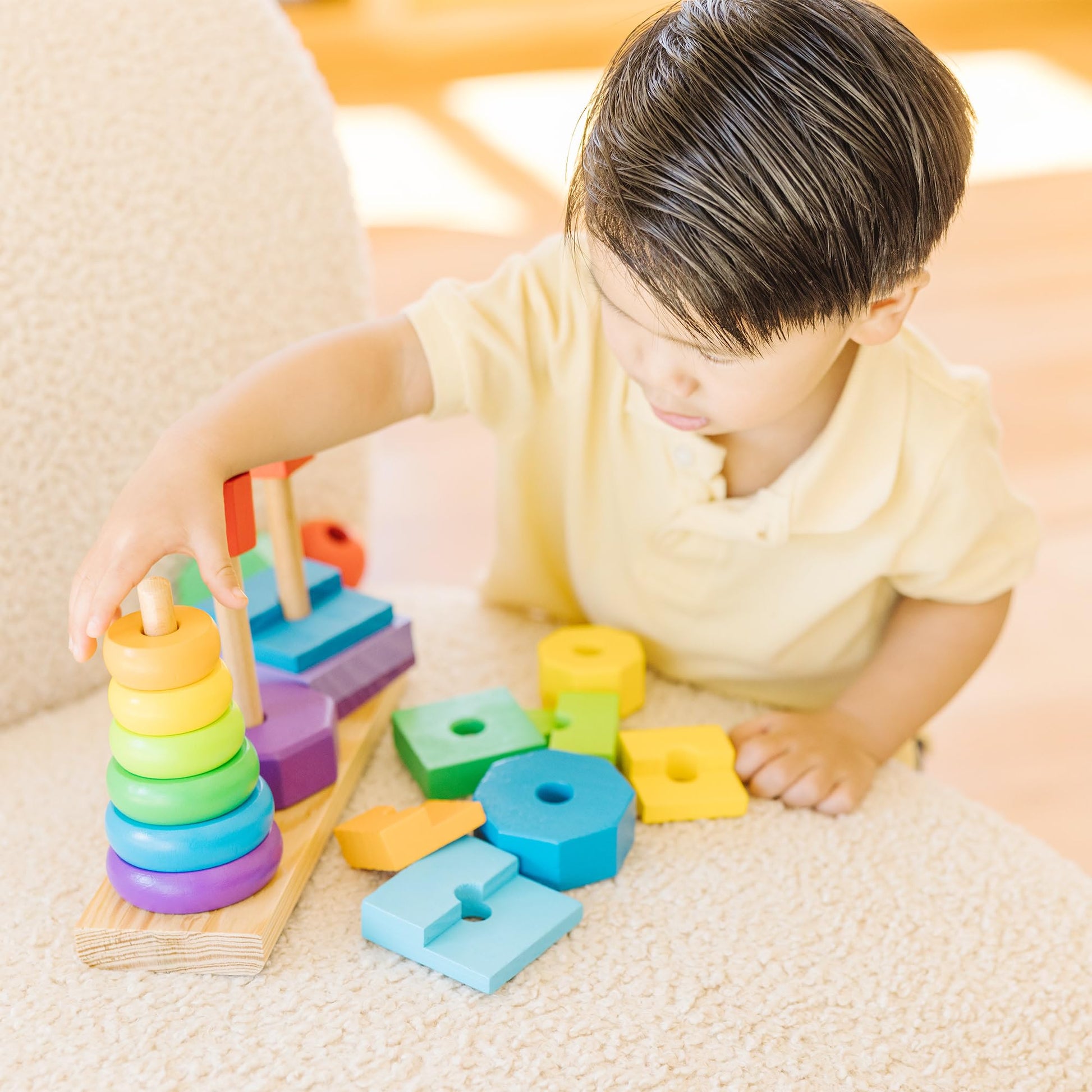 Buy now Melissa & Doug Geometric Stacker - Wooden Educational Toy,25 count(pack of 1) at indiglob india