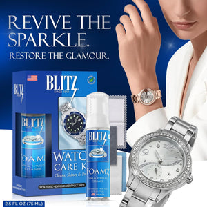 Blitz Watch Care Kit Watch Cleaning Set for Gold, Silver, Platinum, & Leather Bands Non-Porous, Precious & Semi-Precious Stone Settings Nontoxic, Non-Abrasive, & Planet Friendly Made in the USA Pack of 2