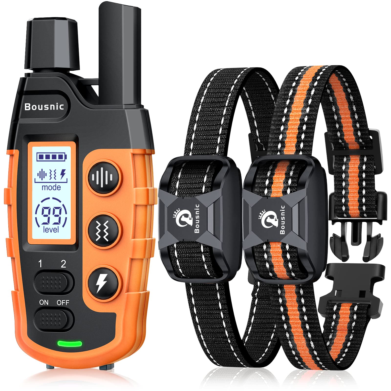 Buy now Bousnic Dog Shock Collar 2 Dogs (5-120Lbs) - 3300 ft Waterproof Training Collar for Dogs Large Medium Small with Rechargeable Remote, Beep (1-8) Vibration (1-16) and Humane Shock (1-99) Modes at indiglob india