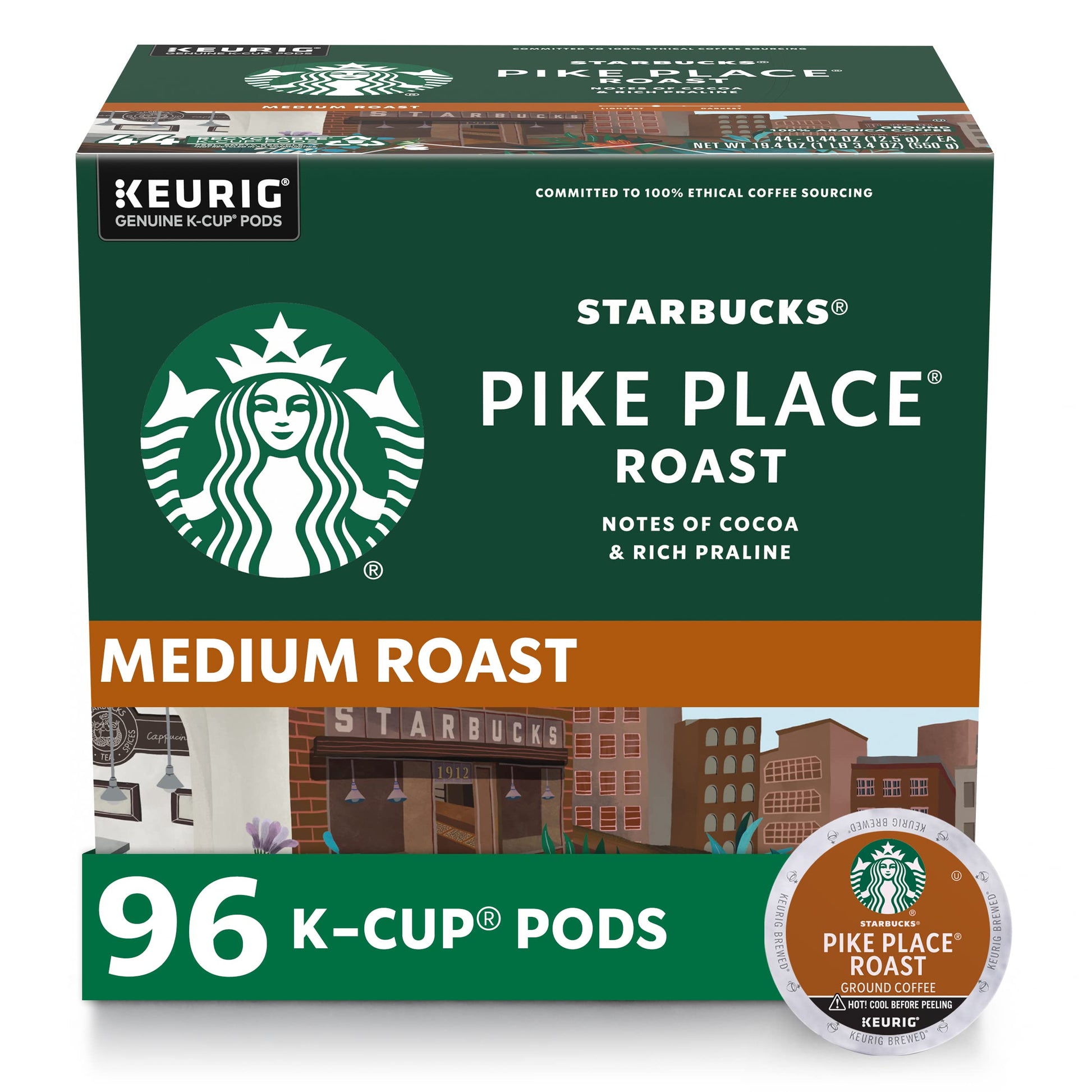Buy now Starbucks K-Cup Coffee Pods, Medium Roast Hot or Iced Coffee, Pike Place Roast, 96 Keurig Pods at indiglob india