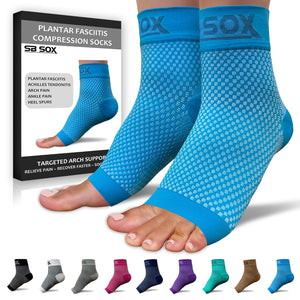 SB SOX Plantar Fasciitis Relief Socks – Ankle Brace Compression Sleeve – Arch Support for Foot Pain, Swelling, Heel Spurs – Foot Brace for Achilles Tendonitis Relief, Injury Recovery (Blue, Medium)