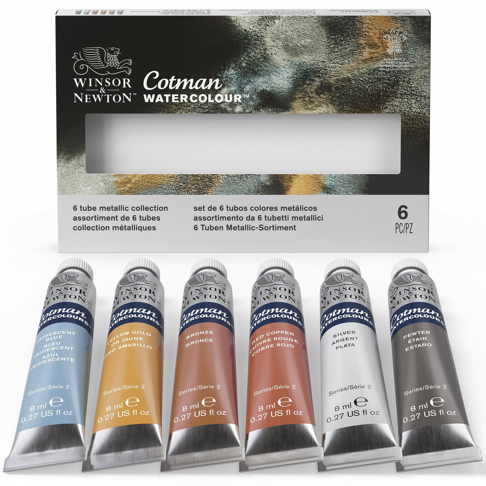 Buy now Winsor & Newton Cotman Watercolor Paint Set, Field Pocket Set, 12 Half Pan w/ Brush, Sponge, Bottle 6 Tube Set Metallic 8ml at indiglob india
