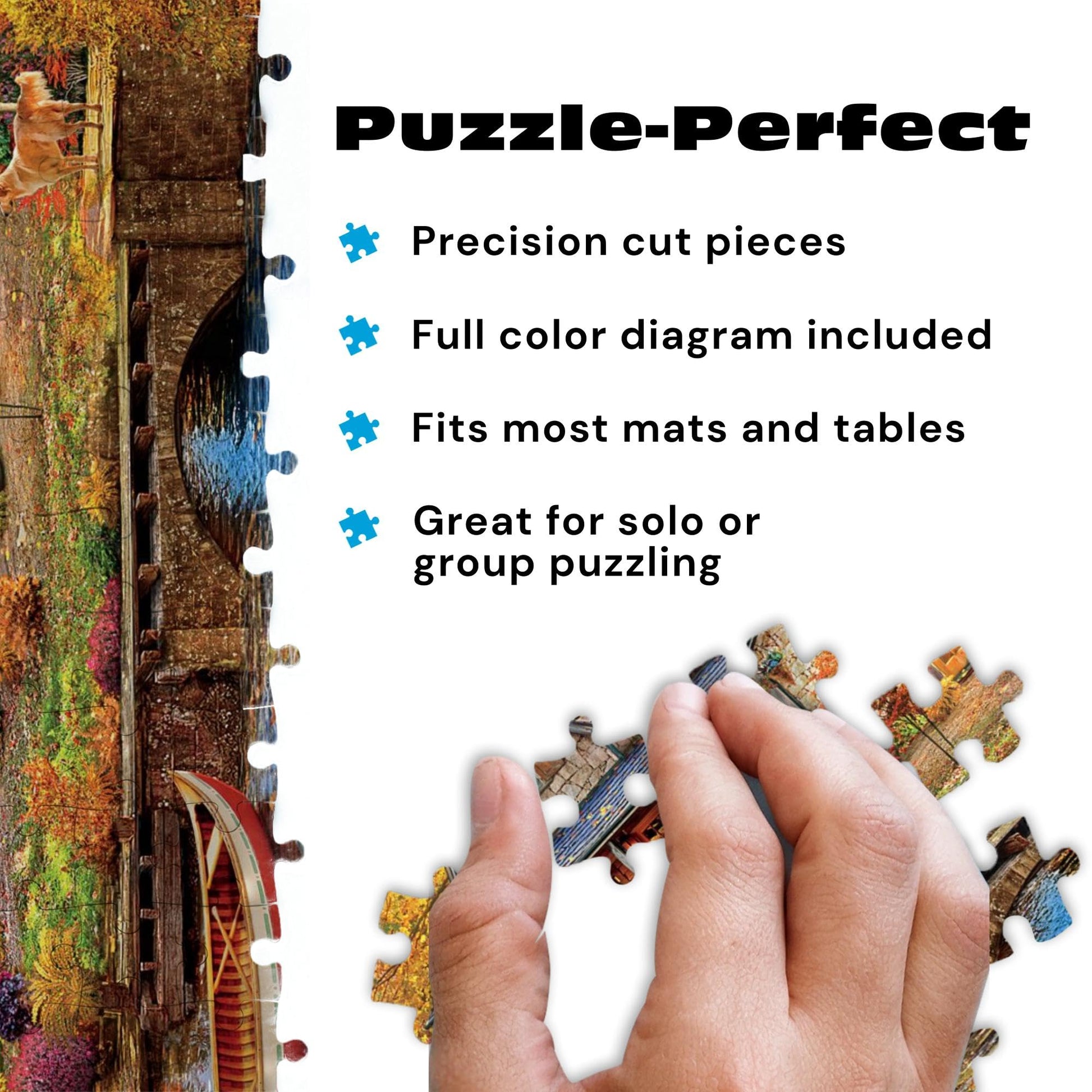 Buy now Buffalo Games - 500 Piece Jigsaw Puzzle Angelo Bonito Autumn Lake House, Made in USA, Premium Recycled Board, Full-Color Poster at indiglob india