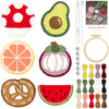 HAND U JOURNEY 6PCS Embroidery Punch Needle Food Series Refrigerator Magnets Set, Rug Punch Decoration DIY Kit for Children and Adult Beginner - Food