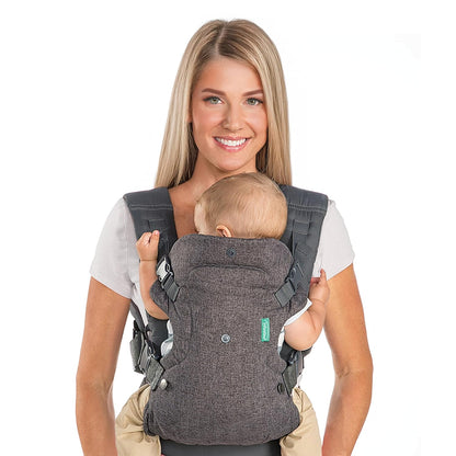 Infantino Flip 4-in-1 Convertible Baby Carrier, Adjustable, Ergonomic Babywearing, Registry Essential, Baby Carrier for Newborn to Toddler, Black
