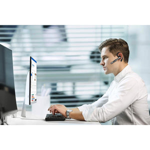 Bluetooth Headset, Wireless Bluetooth Earpiece V5.0 Hands-Free Earphones with Built-in Mic for Driving/Business/Office, Compatible with iPhone and Android (Gray)