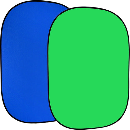 Fotodiox Pro Collapsible Background - 5x7’ Chromakey Green/Chromakey Blue 2-in-1 Background Panel