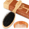 BLACK EGG Boar Bristle Hair Brush for Women Men Kid, Soft Natural Bristles Brush for Thin and Fine Hair, Restore Shine and Texture, Set includes Bamboo comb and 3 hair ties - BROWN