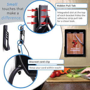 Dockem Koala Tablet Wall Mount: Universal Damage-Free Adhesive Wall Dock for iPads, iPad Airs, Galaxy Tabs and Other Tablets (Black Version)