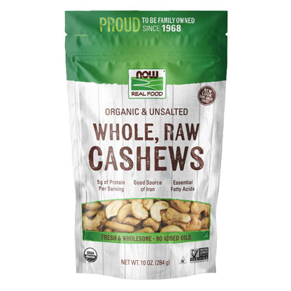 Buy now NOW Foods, Certified Organic Cashews, Whole, Raw and Unsalted, Rich Buttery Flavor, Source of Fiber, Protein and Iron, Certified Non-GMO, 10-Ounce (Packaging May Vary) at indiglob india