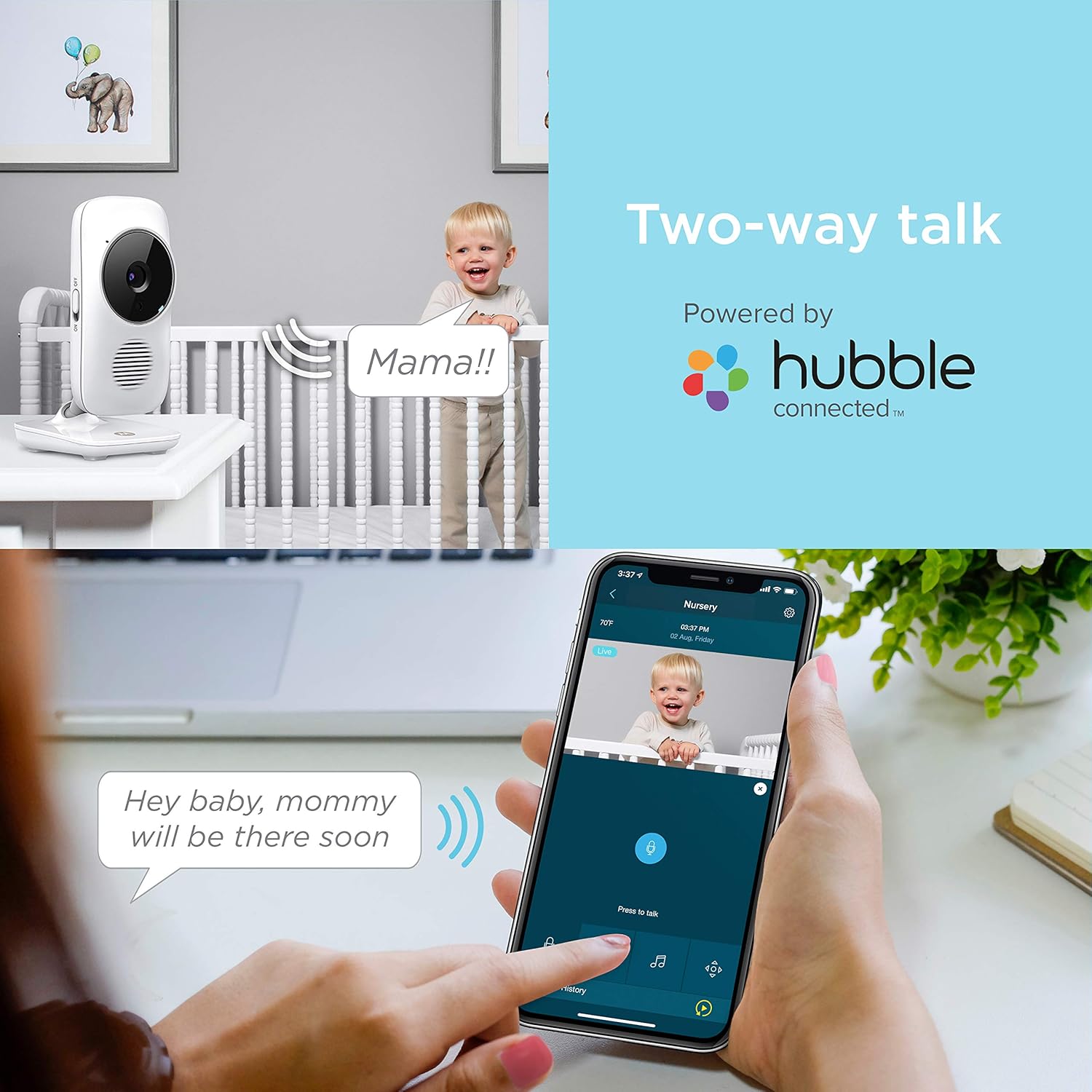 Buy now Motorola indoor Baby Smart Video Baby Monitor with Wi-Fi & 3.5" Color LCD Parent Unit, Night Vision, Two-Way Audio, Room Temperature Display & 5 Lullabies, MBP668CONNECT, 720p at indiglob india