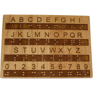 Creative Escape Rooms Made in USA - Raised Dots Braille Alphabet and Number Wood Board - Learn Braille - Tactile Montessori - Teaching Aid