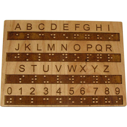 Creative Escape Rooms Made in USA - Raised Dots Braille Alphabet and Number Wood Board - Learn Braille - Tactile Montessori - Teaching Aid