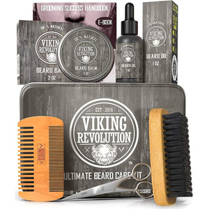 Viking Revolution - Ultimate Beard Kit - Beard Grooming Kit with Beard Brush, Beard Comb, Beard Balm, Beard Oil, Beard & Moustache Scissors - Gifts for Men