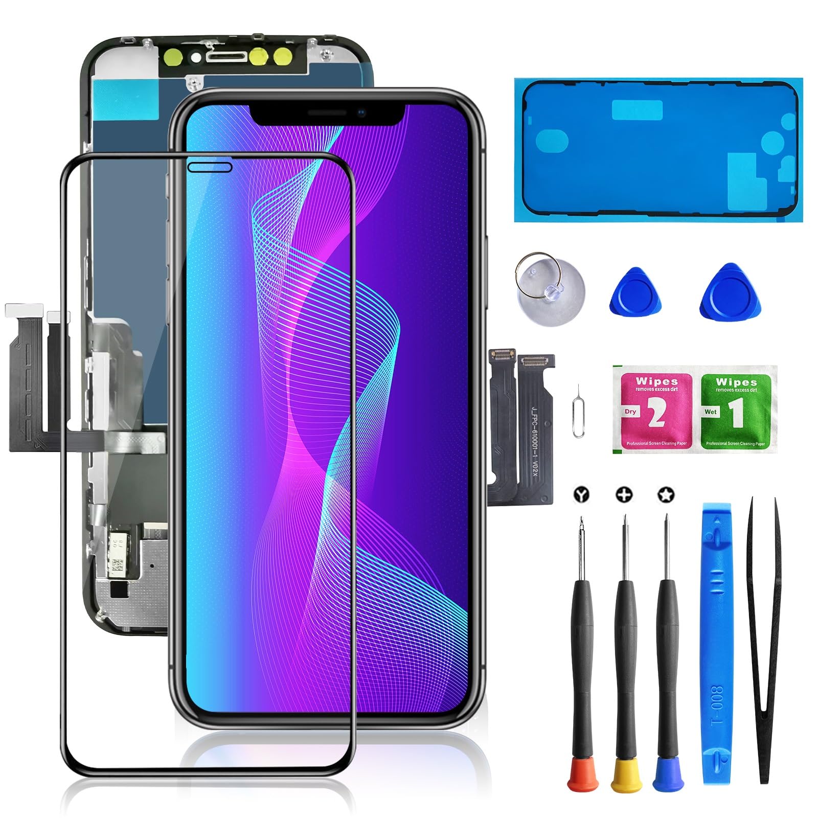 Buy now for iPhone 11 Screen Replacement 6.1 3D Touch Screen LCD Display Digitizer for A2111, A2223, A2221 Cell Phone Repair Kits+ Waterproof Frame Adhesive Sticker+Screen Tempered Protector+Face ID at indiglob india