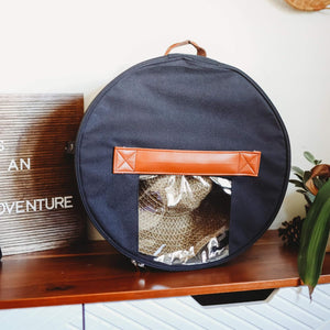 Hat Storage Box | Stuffed Animal Toy Storage | Stackable Round Pop-up Container | Travel Hat Boxes for Women & Men | Closet Organizer w Lid | Dust Cover Cowboy Sun Beach Hats (Black, 1 Pack)