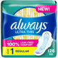Always Ultra Thin Pads with Wings, Size 1, Regular, 46 Count