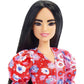 Barbie Fashionistas Doll #177 with Long Black Hair & Color Block Floral Dress & Accessories Including Strappy Purple Heels & Butterfly Ring