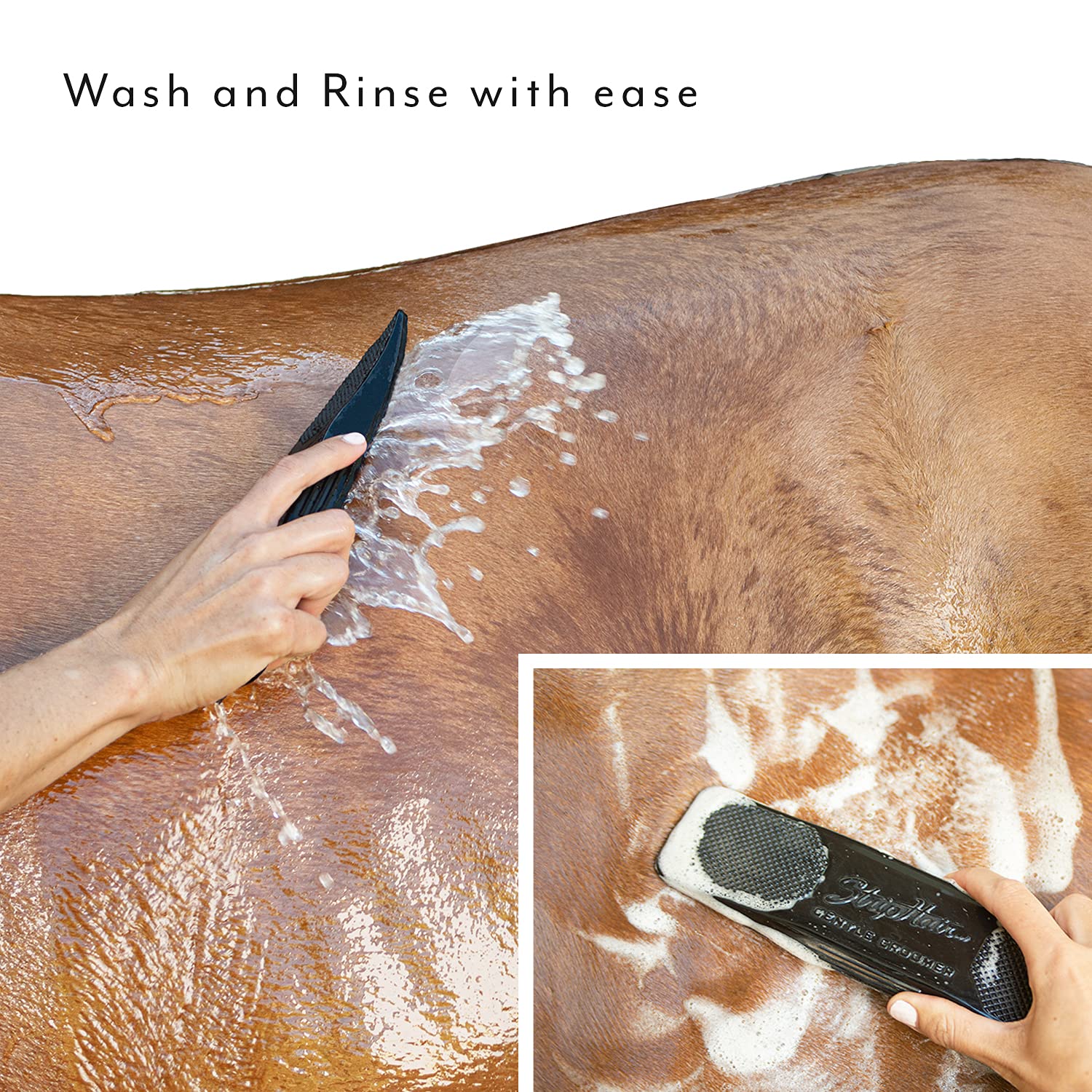 Buy now StripHair Gentle Groomer - Original for Horses Dogs 6-in-1 Shedding Grooming Massage Tool (Black) at indiglob india