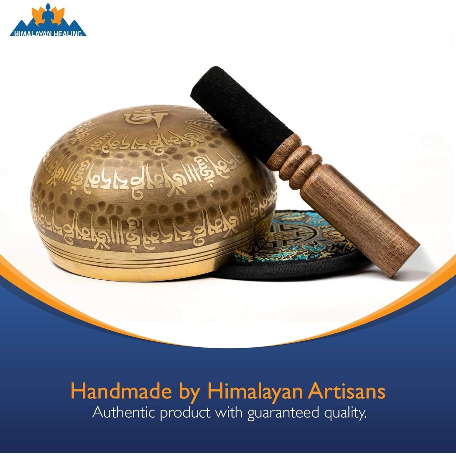 Buy now Tibetan Singing Bowl Set 4.2 inch with Holy Buddhist Mantra and Sacred Third Eye Symbol from Nepal~ Antique design suitable for Yoga, Meditation, Sound Healing & Chakra Balancing~ (4.2 Third EYE) at indiglob india