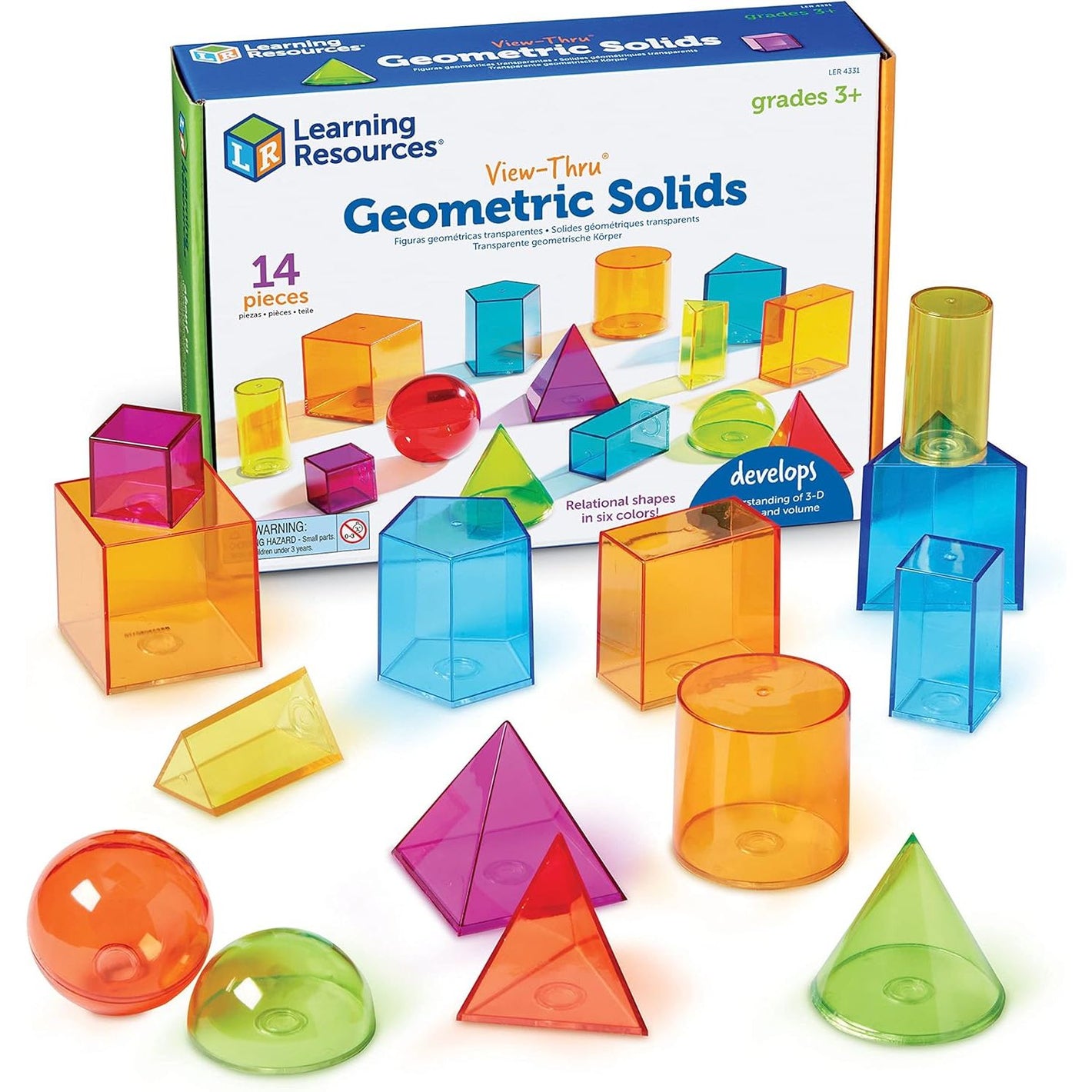 Learning Resources View-Thru Geometric Solids - Geometric Shapes, Back to School Supplies Must Haves, Math Teacher Supplies