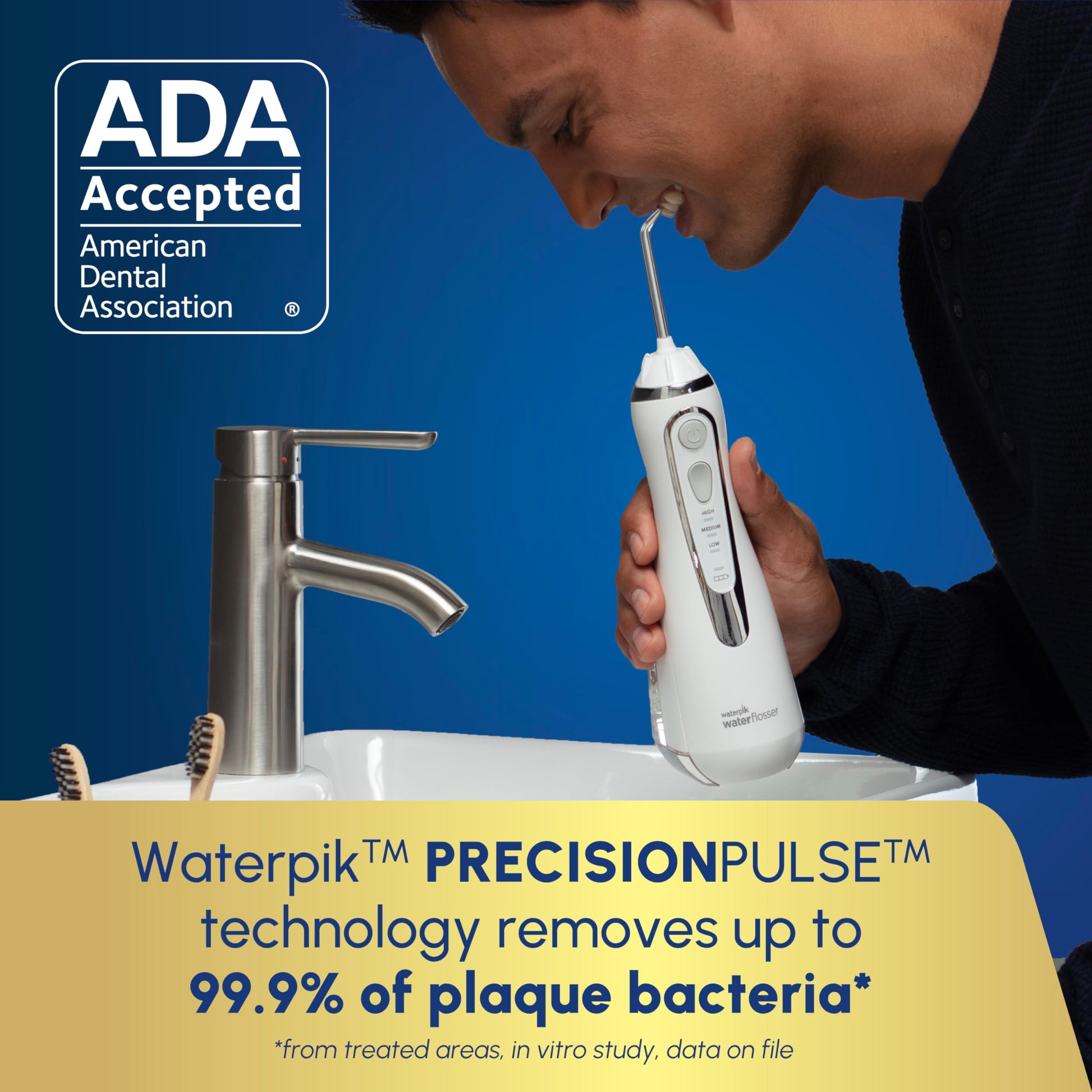 Buy now Waterpik Cordless Advanced 2.0 Water Flosser For Teeth, Gums, Braces, Dental Care With Travel Bag and 4 Tips, ADA Accepted, Rechargeable, Portable, and Waterproof, White WP-580, Packaging May Vary at indiglob india