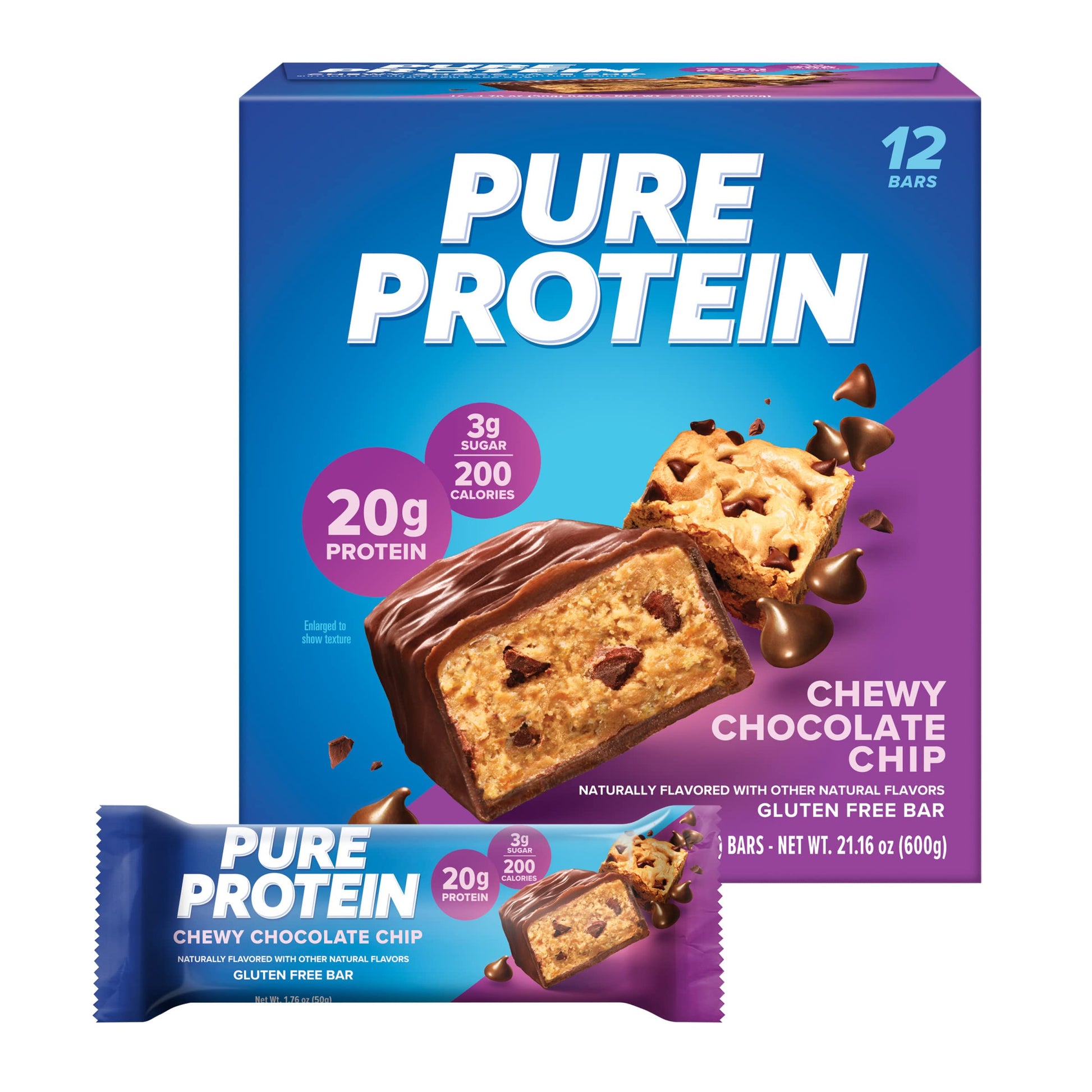 Buy now Pure Protein Chocolate Peanut Caramel Protein Bars – 20g Protein, 3g Sugar, 190 Calories (12 count) Low Sugar* High Protein Snack - Gluten Free - Perfect for a Healthy Snack Chewy Chocolate Chip at indiglob india