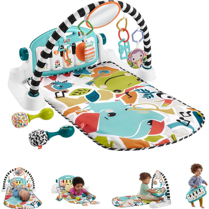 Fisher-Price Baby Playmat Deluxe Kick & Play Piano Gym for Learning & 2 Maracas Soft Rattles for Newborn to Toddler Play Ages 0+ Months