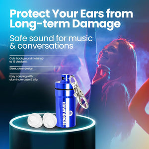 High Fidelity Ear Plugs for Hearing Protection - Discreet, Clear Ear Plugs for Concerts, Festivals & Noisy Events - Up to 18dB Background Noise Reduction Reusable Ear Plugs - Comes with Aluminum Case