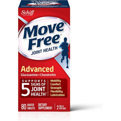 Move Free Triple Strength Glucosamine Chondroitin and Hyaluronic Acid Joint Supplement, 80 Count