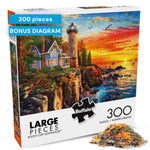 Buy now Buffalo Games - Rocky Cliff Lighthouse - Dominic Davison - 300 Piece Jigsaw Puzzle for Adults, Large Oversized Pieces, Scenic Coastal Puzzle, Challenging and Relaxing, Finished Size 21.25 x 15.00 at indiglob india