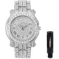 Techno Pave Men's Iced Diamond 45mm Metal Band Watch