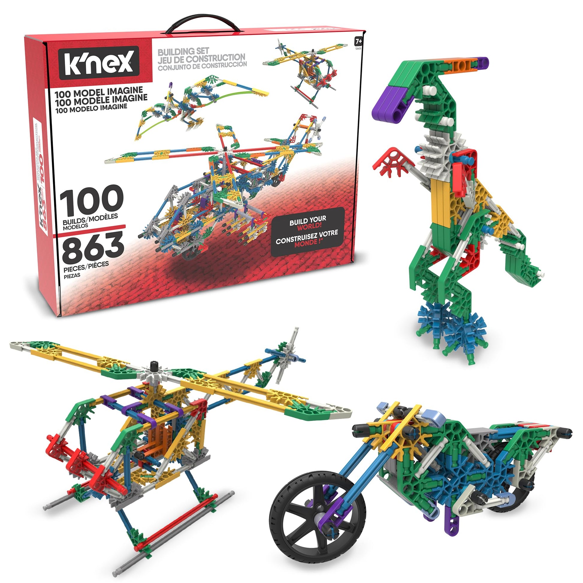 Buy now K'NEX - 100 Model Building Set ‚ 863 Pieces, STEM Building, Kid Construction Set‚ Ages 7+ at indiglob india